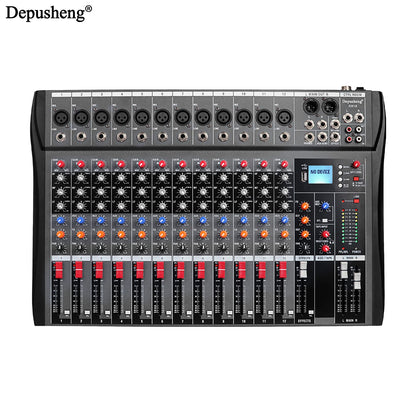 6/8/12/16 Channel Depusheng Audio Mixer Professional  Sound Board DJ Mixing Console System Interface USB MP3 Input Bluetooth 48V