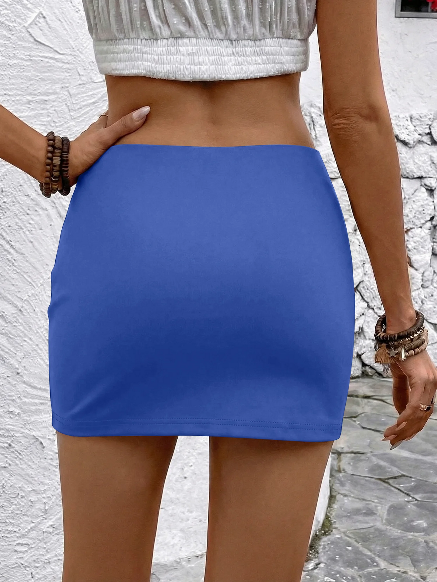 Women's High Waist Mini Bodycon Skirt with Built-in Safety Shorts Stretchy Soft Pencil Short for Club Party Casual Slim Fit