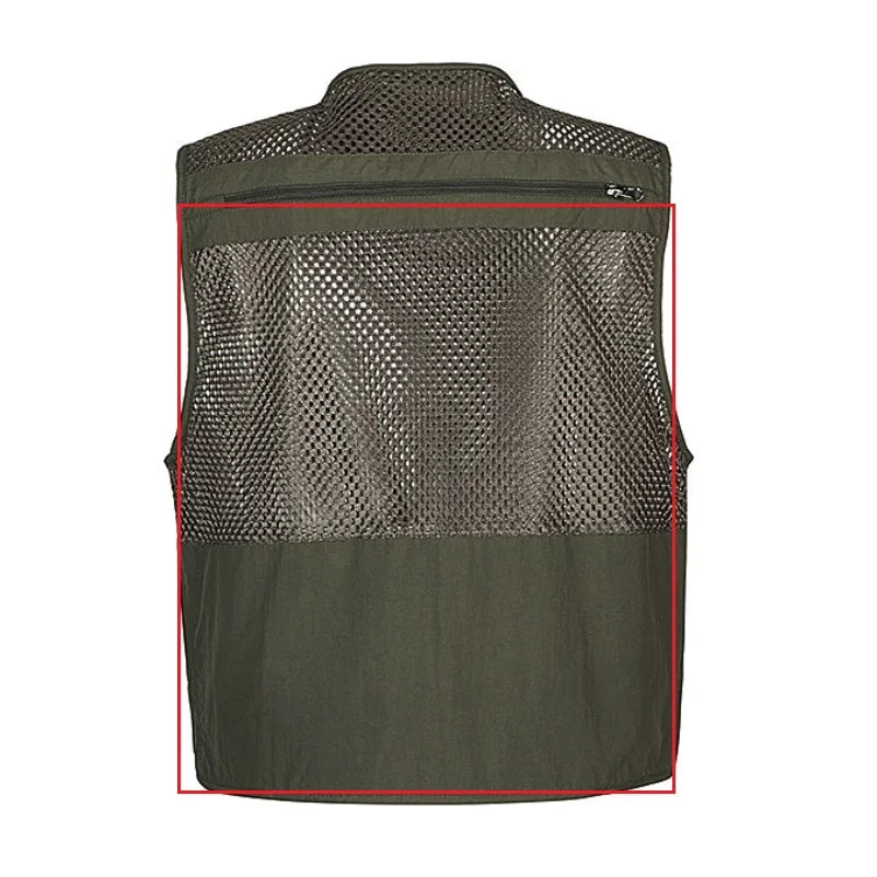 Plus Size Men's Vest Mesh Waistcoat Summer Tool Multi Pocket Work Wear Big Large Cargo Sleeveless Jacket Male Fishing Quick Dry