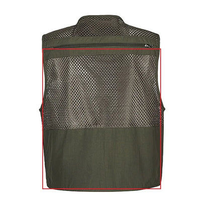 Plus Size Men's Vest Mesh Waistcoat Summer Tool Multi Pocket Work Wear Big Large Cargo Sleeveless Jacket Male Fishing Quick Dry