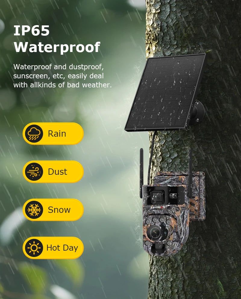 LS VISION 12MP 20X Optical Zoom 4G/ WiFi Solar Camera Outdoor Camouflage PTZ Cameras Surveillance CCTV Solar Hunting Camera Ubox