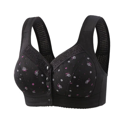 Front Closure Confortable Bra For Older Women Wire Free Bras Push Up Underwear Female Everyday Lingerie Large Bust 110A