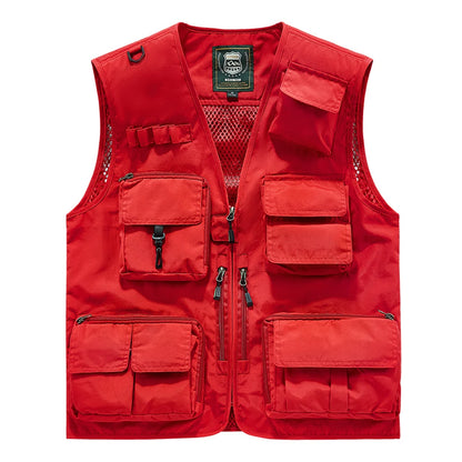 S-7XL Multi Pocket Work Vest for Men Women Volunteer Working Uniforms Logo Printing Fishing Photography Workwear Vest