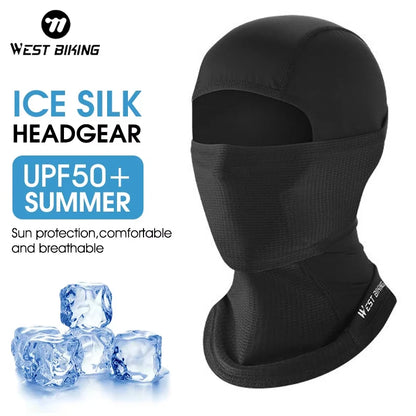WEST BIKING Cool Men's Hat Summer Anti-UV Full Face Cover Motorcycle Balaclava Ice Silk Breathable Bike Helmet Mask Cycling Caps