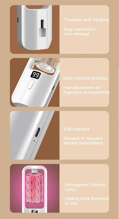 Portable Diffuser Automatic Electric Charge Aroma Machine with Essential Oils Fragrance Spray Wall-mounted Deodorization Toilet