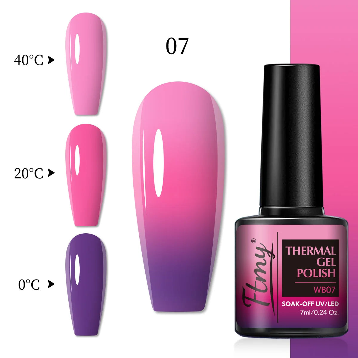 Color Changing Gel Nail Polish, Temperature-Sensitive, 7ml, Lead-Free, No Fragrance, Nail Art Manicure Gel Polish For Salon Use