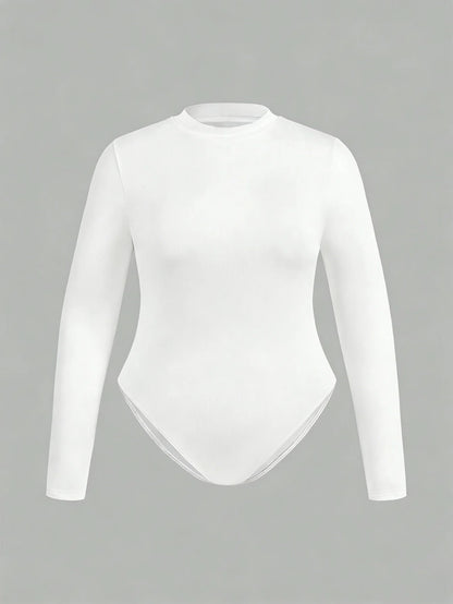 Women's long-sleeved plus-size one-piece dress - fashionable basic style tight-fitting garment - dance outfit one-piece pants