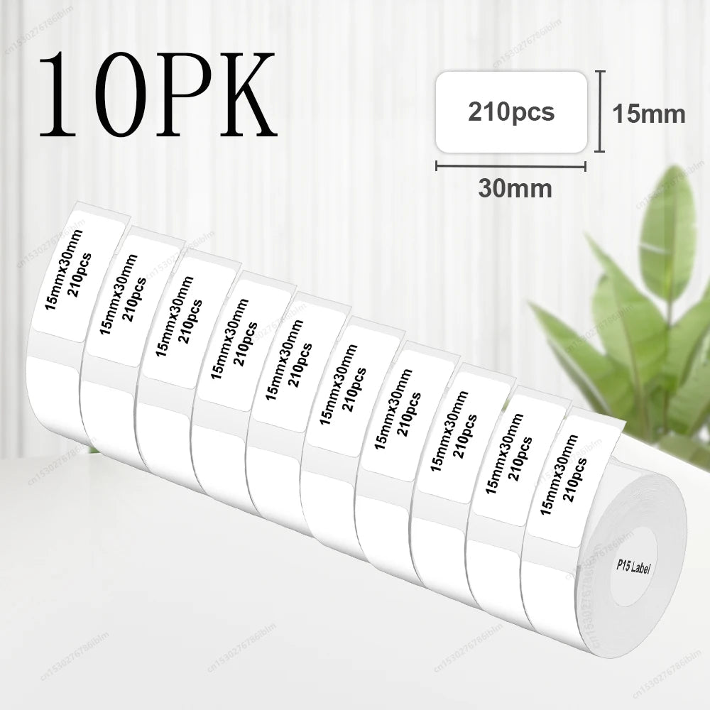 Termiska Etikettrullar P15 – Kompatibla med Marklife P15 P12 Phomemo D30 DELI Q2 – Vit Rosa Gul Blå Transparent Kabel 3/5/10-pack 2026