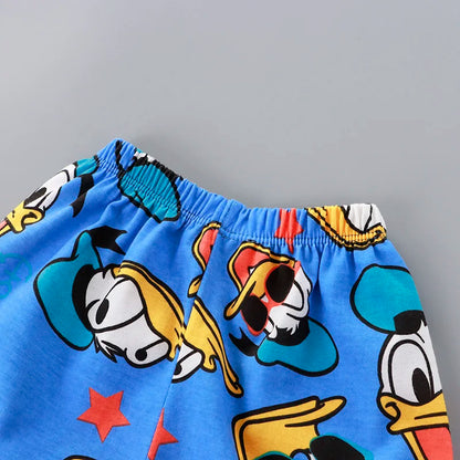 Summer Donald Duck Cartoon 2-Piece Boys Tracksuit Casual Kids Clothing Set T-shirt And Shorts Children 1-4 Years