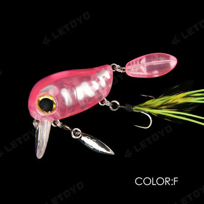 Micro Tappy Fishing Lures Artificial Hard Baits Crank Wobblers Tongue Plate Spinning Spoon with Feather Rotates Trout fish Bait