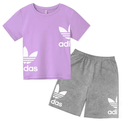 New Children Letter-Print Summer T-shirt Boy Girl Toddler3-12Years Short-Sleeved+Shorts Charming Casual Fashion Sports Brand Set