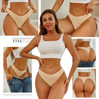 7Pcs/Set Seamless Cotton Panties For Women Sexy Low Waist Cotton Soft Thongs Ladies Solid Color Underpants Breathable G-strings