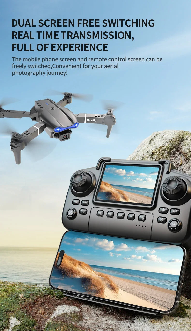 E99 Pro Drone with 8K HD Camera Remote Control Quadcopter Four Axis Aircraft Altitude Hold GPS Flying Toy for Aerial Photography