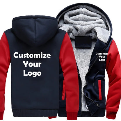 Herr Hoodie Vinterjacka 2026 – Anpassningsbar Tryck Streetwear Casual Zip Tjock S–4XL 4 Färger