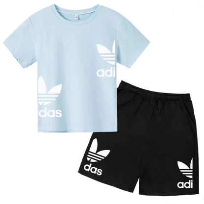 New Children Letter-Print Summer T-shirt Boy Girl Toddler3-12Years Short-Sleeved+Shorts Charming Casual Fashion Sports Brand Set
