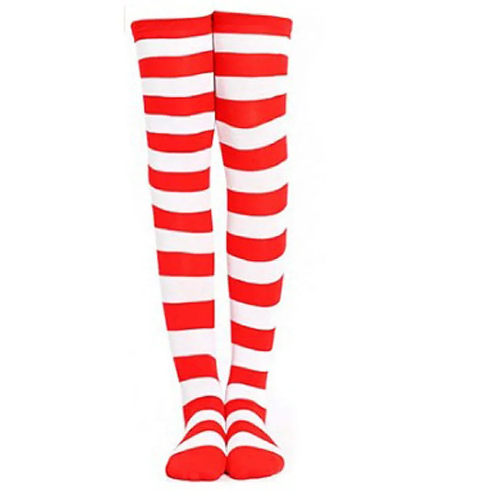 Dam Lolita Overknee Strumpor – Randiga Thigh High Cosplay, 25 Färgkombinationer One Size