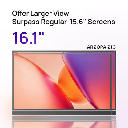 ARZOPA 16.1 inch 100% SRGB 1080P HDR Portable Monitor Mini Second Monitor External Display IPS Screen Z1C