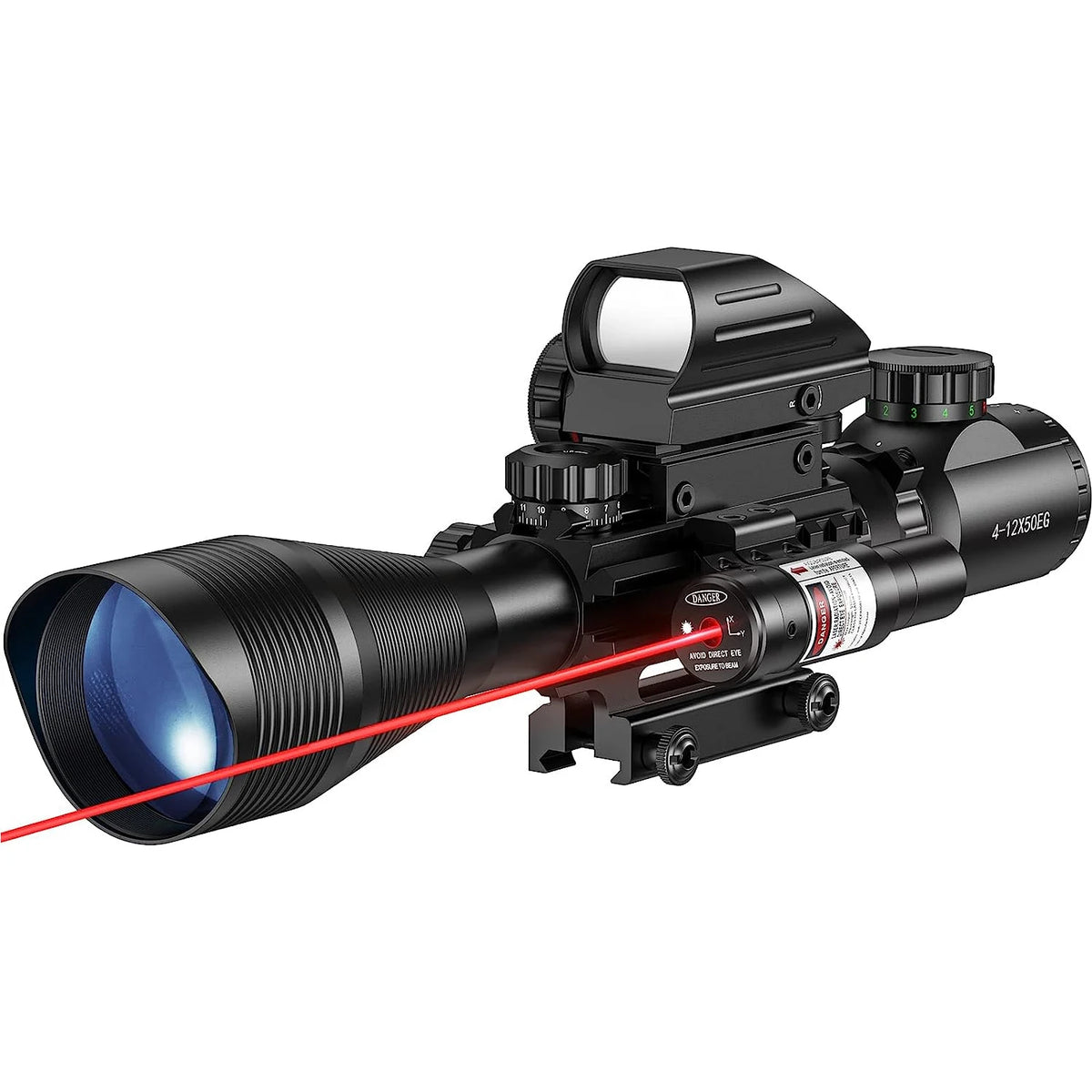 Taktiskt Siktespaket 4-12x50 med Holografiskt Sikte och Rödpunkt