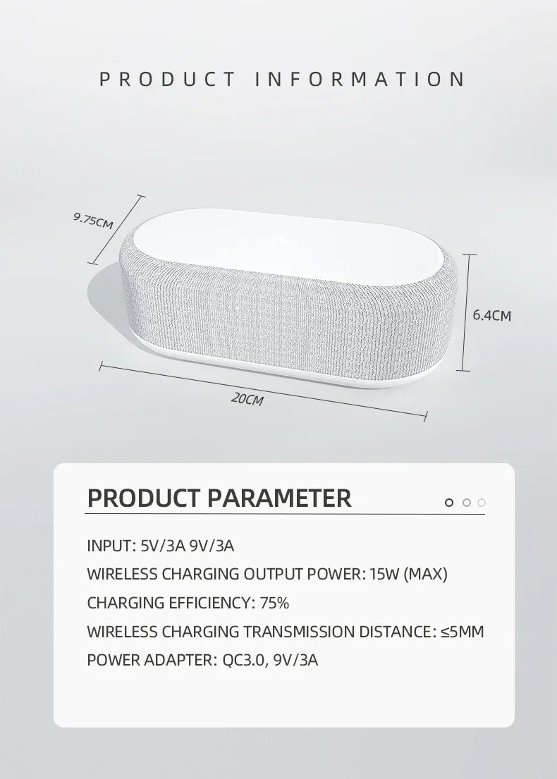 Wireless Charger Pad Phone Alarm Bedroom Lamp Night Light Desktop Clock Thermometer For iPhone 17 16 15 14 13 Fast Charging Dock