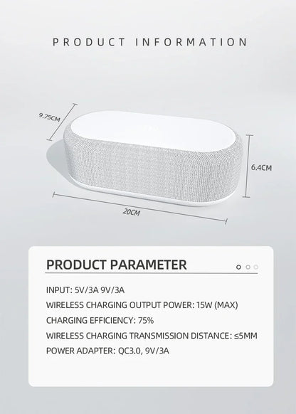 Wireless Charger Pad Phone Alarm Bedroom Lamp Night Light Desktop Clock Thermometer For iPhone 17 16 15 14 13 Fast Charging Dock