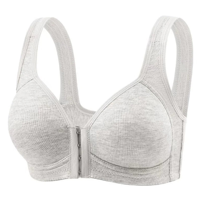 Fallsweet Seamless Front Closure Bra For Women Solid Wire-Free Push Up Bralette Full Coverage Fixed Cups Comfortable Underwear