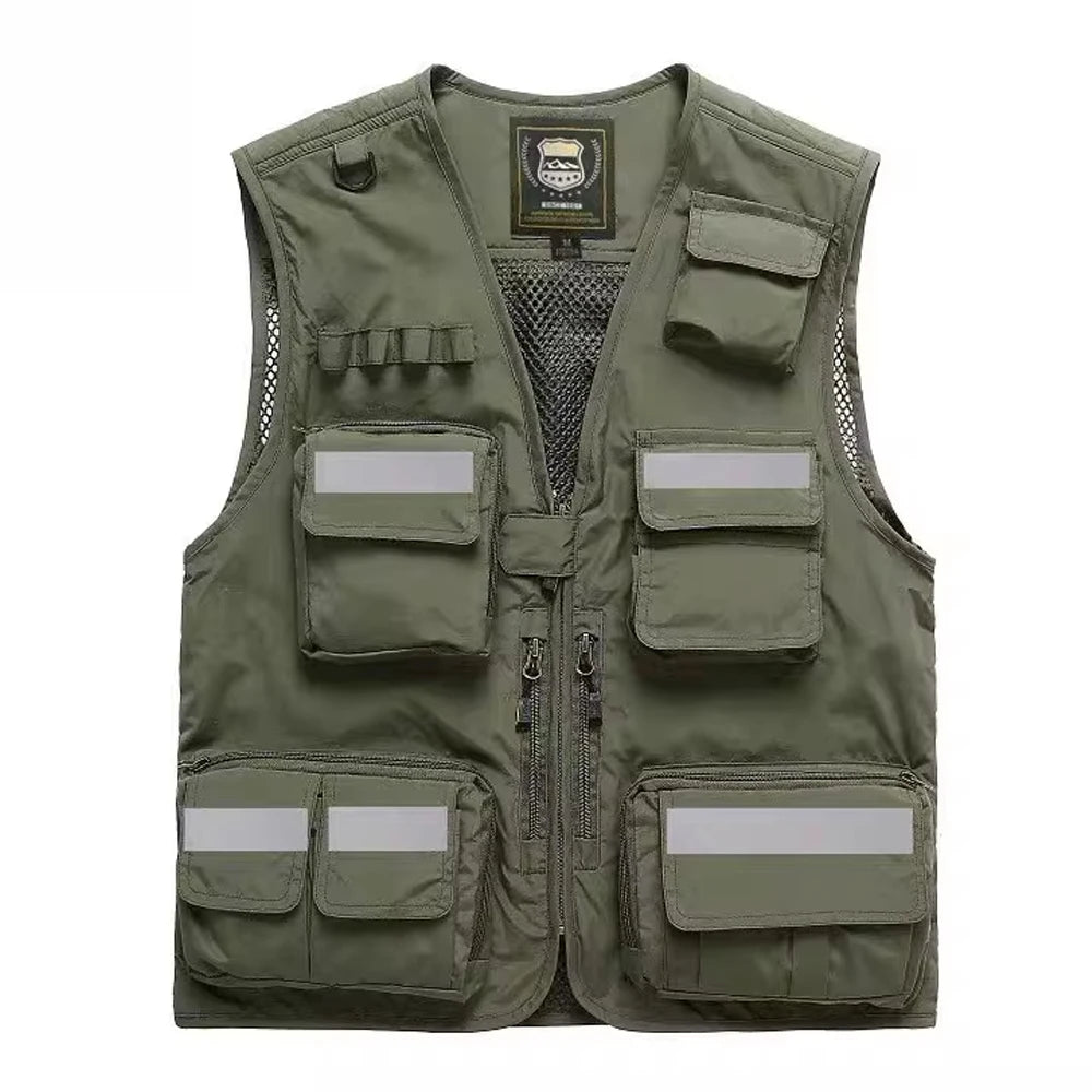 S-7XL Multi Pocket Work Vest for Men Women Volunteer Working Uniforms Logo Printing Fishing Photography Workwear Vest