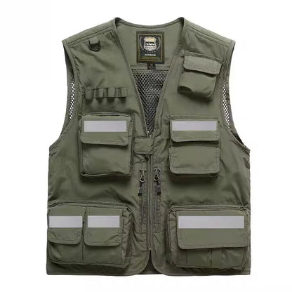 S-7XL Multi Pocket Work Vest for Men Women Volunteer Working Uniforms Logo Printing Fishing Photography Workwear Vest