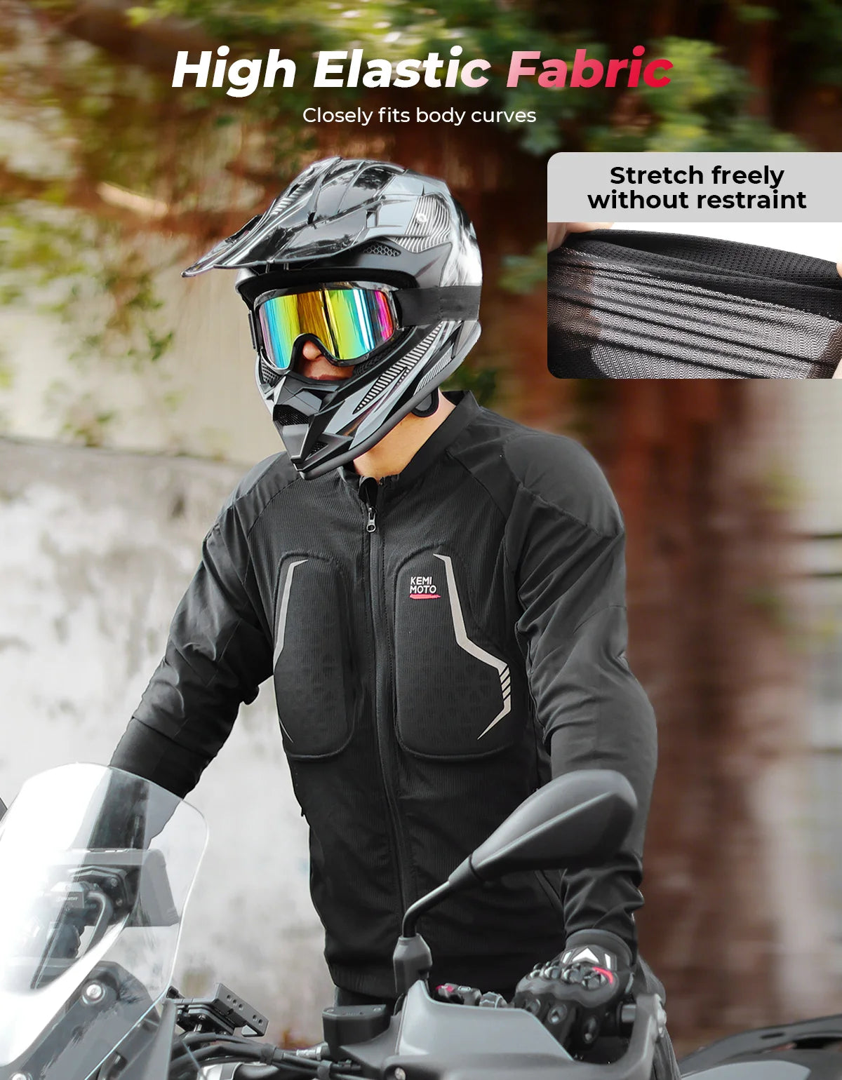Motorcycle Riding Jacket Summer Breathable Men Women with 7Pcs Set CE Protective Gear Soft Mesh Body Protector Moto  Equipment