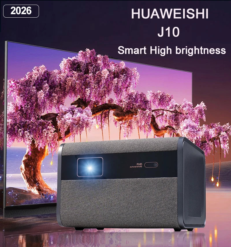 Huaweishi-J10 LED Projector, 1920x1080P, Autofocus, 4K, HD Video, Outdoor Mobile Phone, Android Smart Home Theater, New