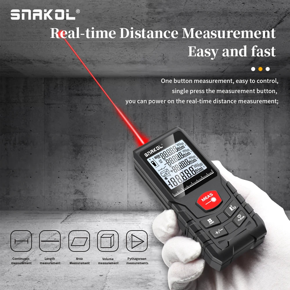 Snakol Laser Distance 50M/100M/120M Rangefinder Profesional Meter Laser Range Finder Ruler Test Tool
