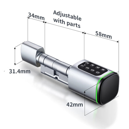 TTlock APP Control Smart Lock, Electronic Password Lock, Adjustable Length Smart Lock, Electronic Lock with RFID Card Application, Bluetooth, 60-90mm Silver,Simple Access for Relatives and Guests