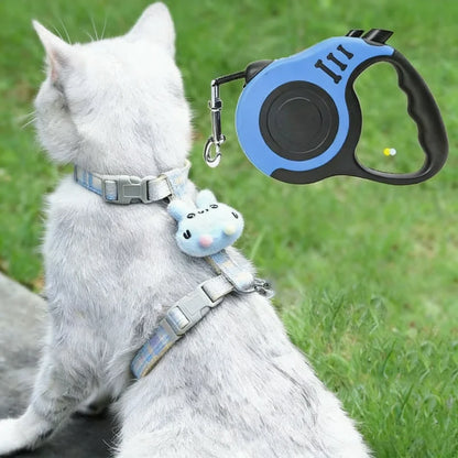 Automatiskt Utdragbart Hundkoppel 3–5 m – Nylon för Små Hundar & Katter, Blå/Rosa/Grå/Röd