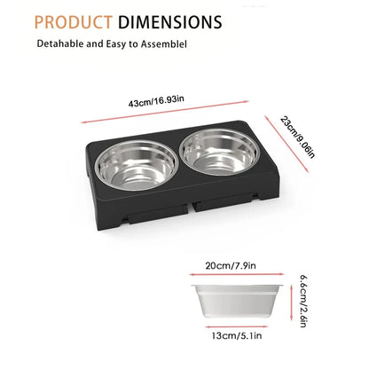 Elevated Dog Feeder Bowls Adjustable Raised Stand with Double Stainless Steel Food Water Bowls Small Medium Large Dogs