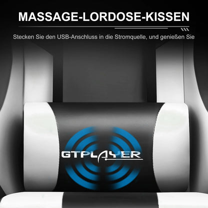 GTPLAYER Gaming chair with massage Lumin cushion & footrest, Ergonomic office chair with padded seat, swivel chair up to 150 kg