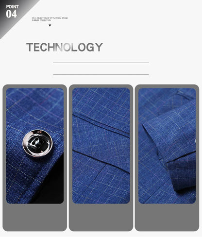 Herr Slim Fit Blazer – Rutig Strükfri Kavaj för Business Casual, Vår & Höst, 3 Färger