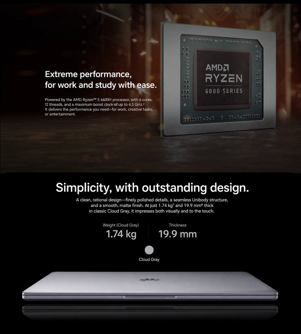 HONOR MagicBook X16 AMD 2025 Laptop 16 Inch  AMD Ryzen 5 6600H Processor AMD Radeon 660M Graphics, 40W Boosted‑Performance Mode, Slim Laptop for Work, Study & Light‑Entertainment