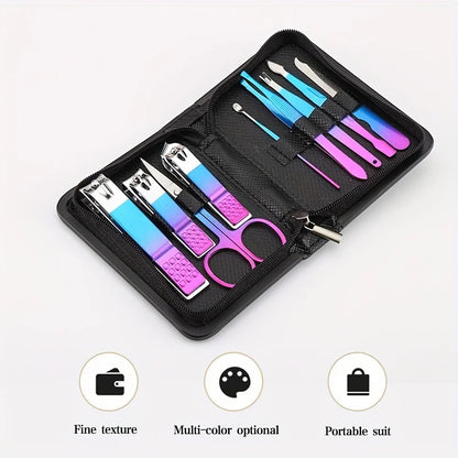 Professional 6-18pcs Set Stainless Steel Manicure & Pedicure Kit Precision Nail Care with Travel Case with Nail Clipper Scissor