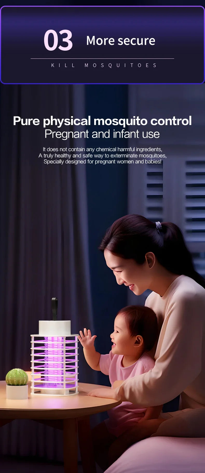 Mosquito Killer Lamp LED Bug Zappers Indoor Mosquito Zappers Fly Zappers Light Trap for Home Kitchen Backyard Garden Camping Pat