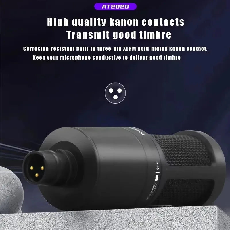 Original Audio Technica AT2020 Cardioid Condenser Microphone Professional Studio XLR Mic for Podcasting Streaming Recording