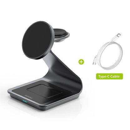 BONOLA 3-i-1 trådlös laddstation för iPhone, Apple Watch och AirPods