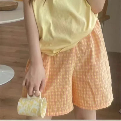 Dam Pyjamasshorts Rutigt Mönster – Mjuk Bomull, Sommar Loungewear, 6 Färger