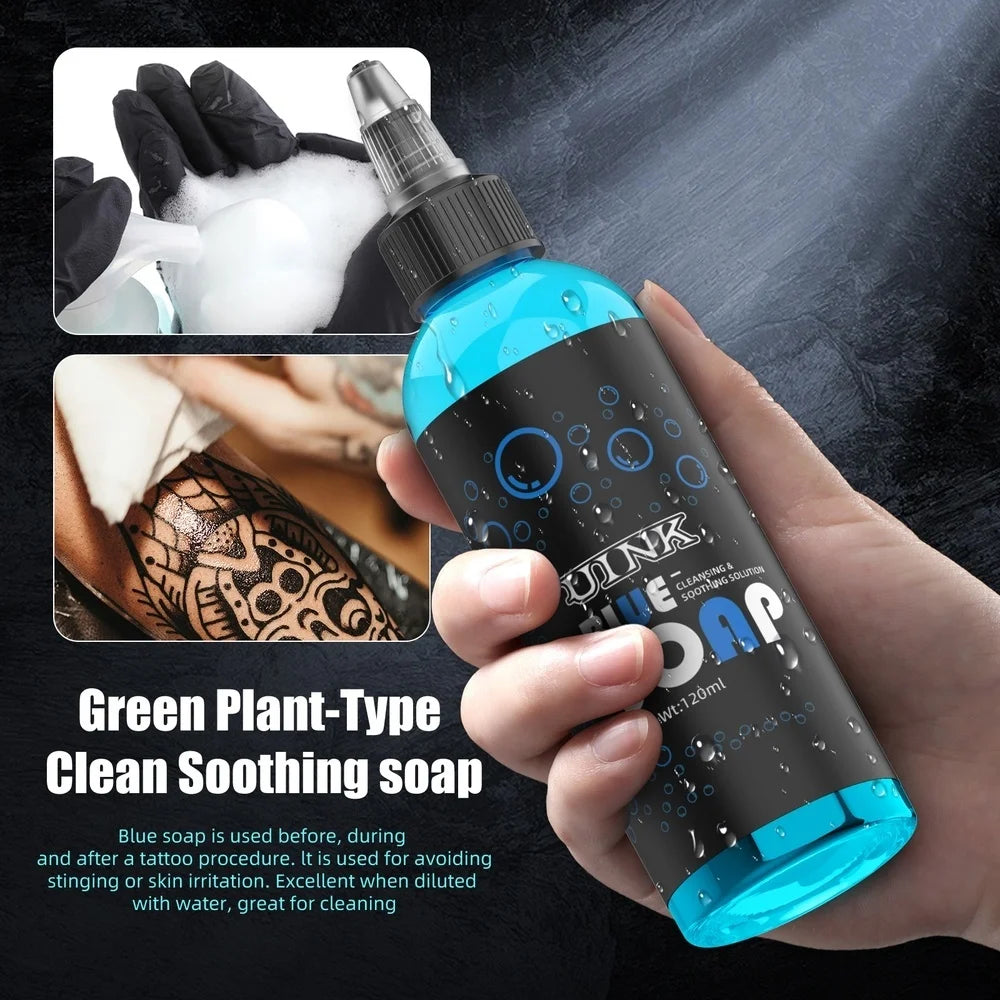 DQFART 120ml Blue Soap Green Soap Tattoo Cleaning Products Safe Can Be Used For The Human Body Professional Tattoo Artists Body Art Creative Designs Supplies Accessories