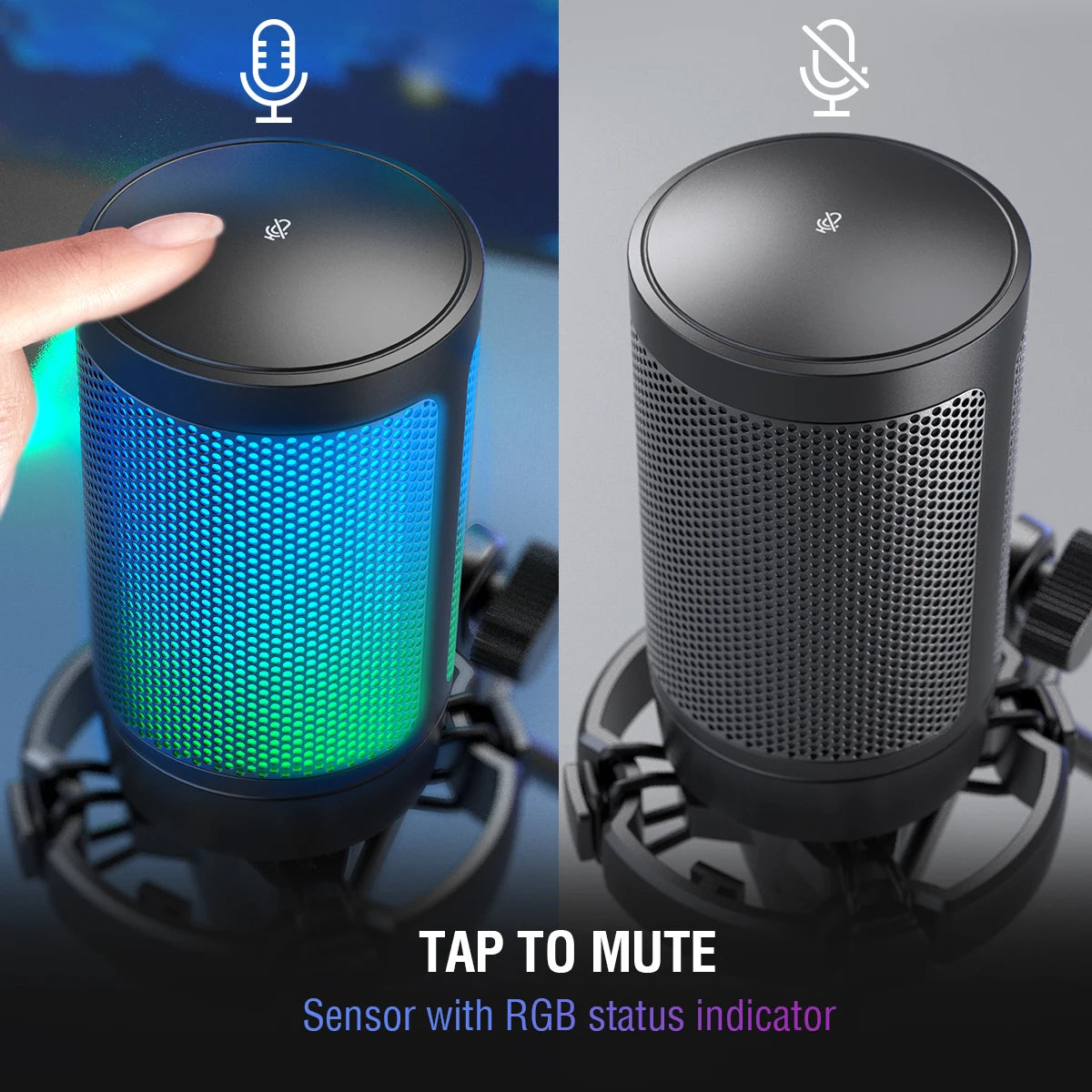 FIFINE USB Gaming Microphone,Condenser MIC with RGB,for PC PS4 PS5 MAC,Suit for Podcasters/Gamers/Influencers/Home Studio