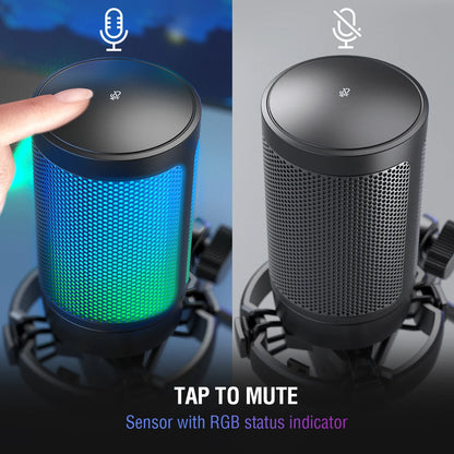 FIFINE USB Gaming Microphone,Condenser MIC with RGB,for PC PS4 PS5 MAC,Suit for Podcasters/Gamers/Influencers/Home Studio