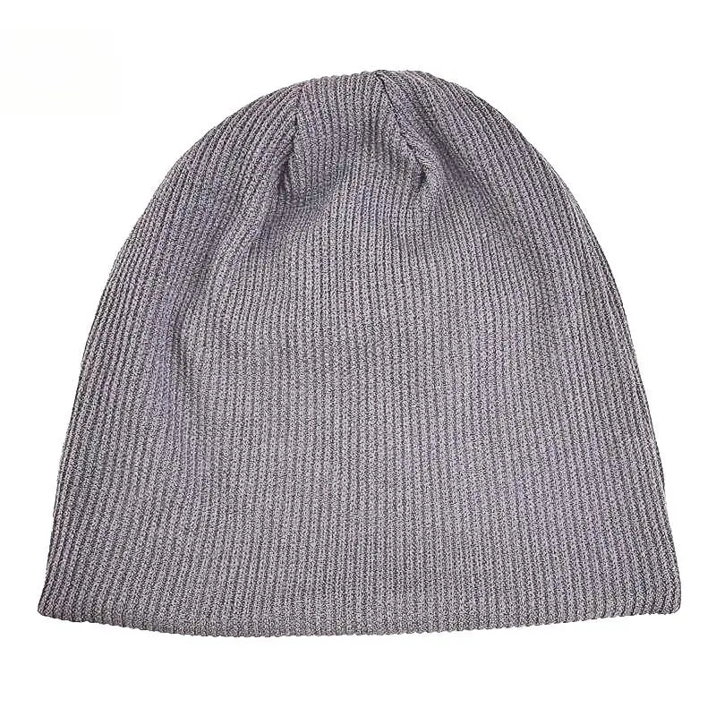 Autumn and winter fine yarn knitted double-layer thick warm bonnet skullies beanies