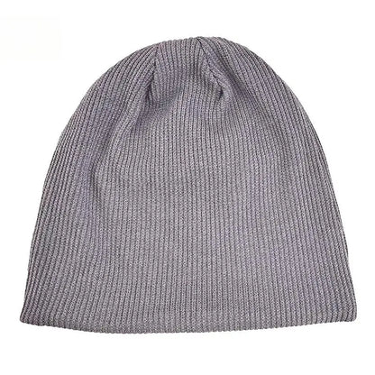Autumn and winter fine yarn knitted double-layer thick warm bonnet skullies beanies