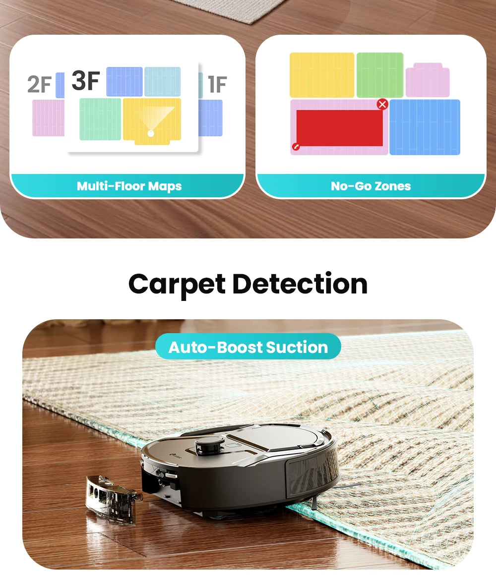 Lefant M265 Robot Vacuum Cleaner with Mapping, 20000Pa, Self-Cleaning Roller, Clean Water Wash, Laser dToF, Avoid PSD, Anti-Tangle, Compact, WiFi 2.4G/5G/Alexa/APP