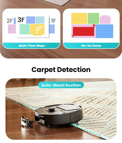 Lefant M265 Robot Vacuum Cleaner with Mapping, 20000Pa, Self-Cleaning Roller, Clean Water Wash, Laser dToF, Avoid PSD, Anti-Tangle, Compact, WiFi 2.4G/5G/Alexa/APP