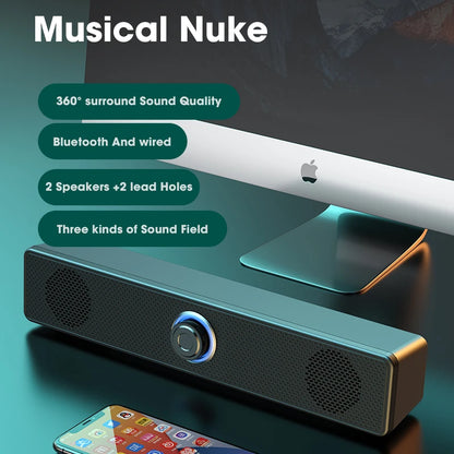 Soundbar Computer PC TV Laptop Desktop Wired Wireless Bluetooth Speaker Sound Box Bar Music Portable Caixa De Som Audio System