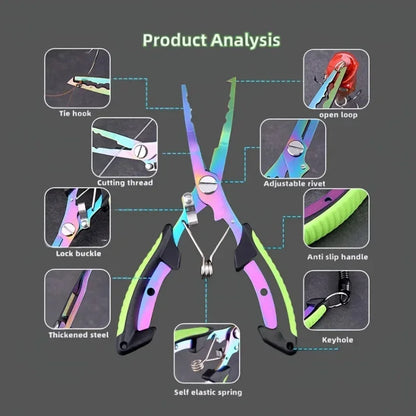 Stainless Steel Color Titanium Eagle Beak Fish Control Pliers for Hook and Hook Removal, Multifunctional Fishing Pliers